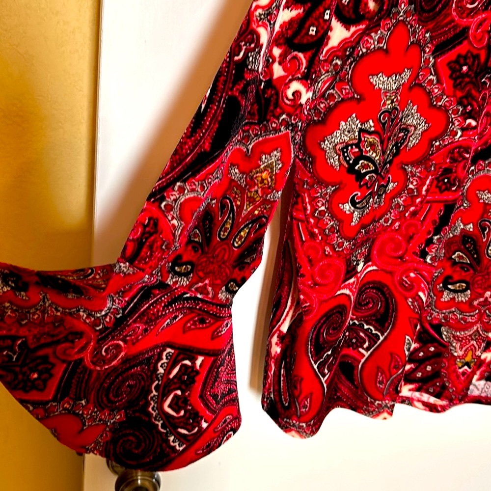 Velvet Chico’s soft polyester velvet sweater/blouse.